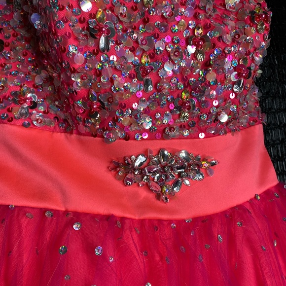 Mori Lee One Shoulder Pink Dress - Picture 4 of 7